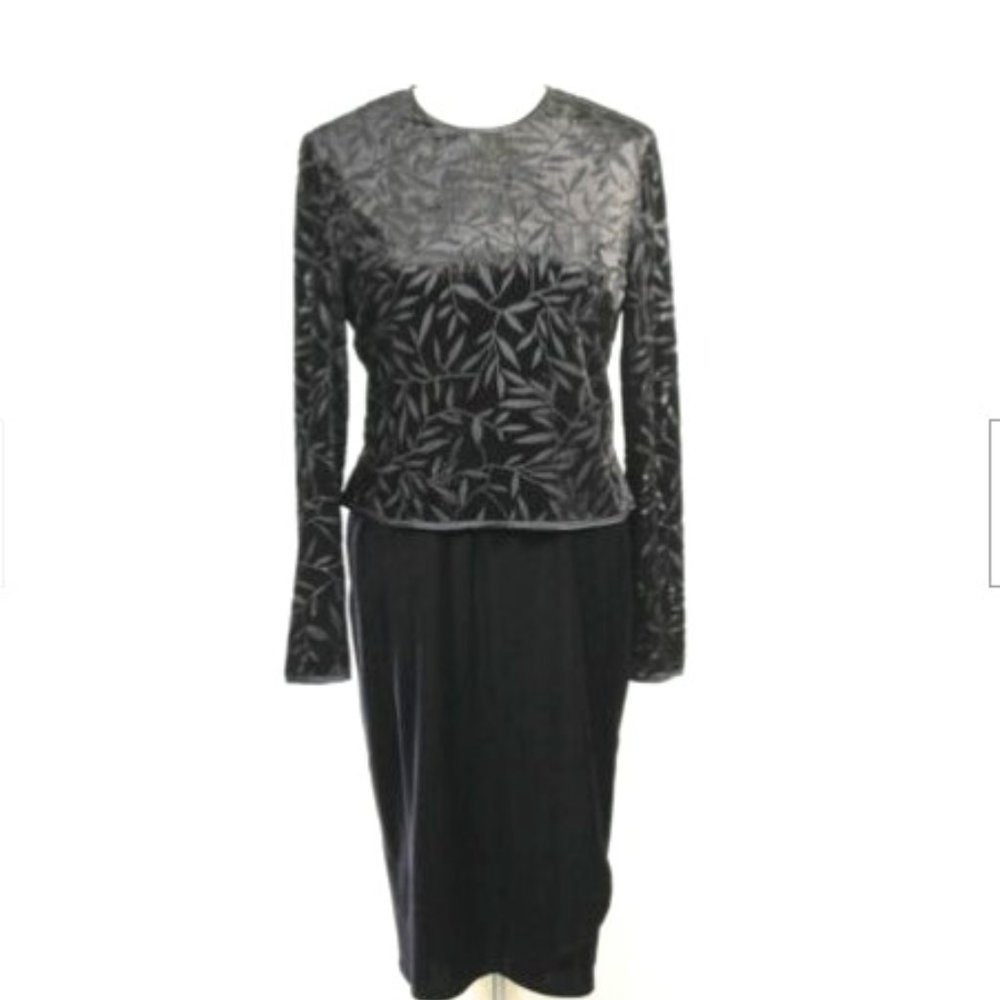 Vintage Shomi Miller Shor Black Velvet Dress 8